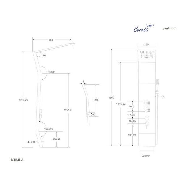 Душевая панель Cerutti SPA BERNINA B CT8982