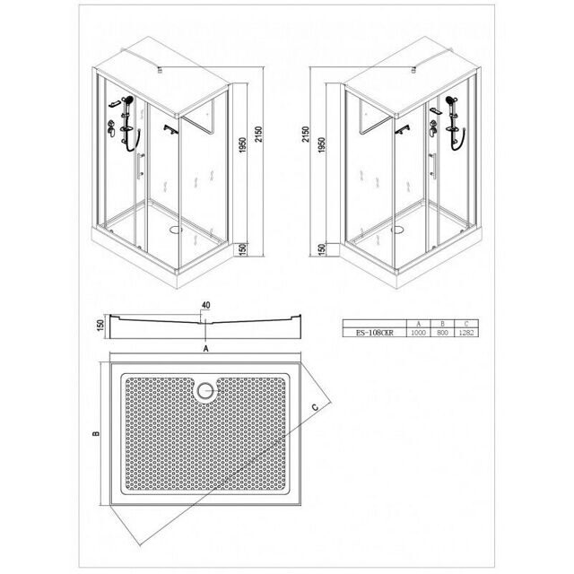 Душевая кабина ESBANO ES-108CKR