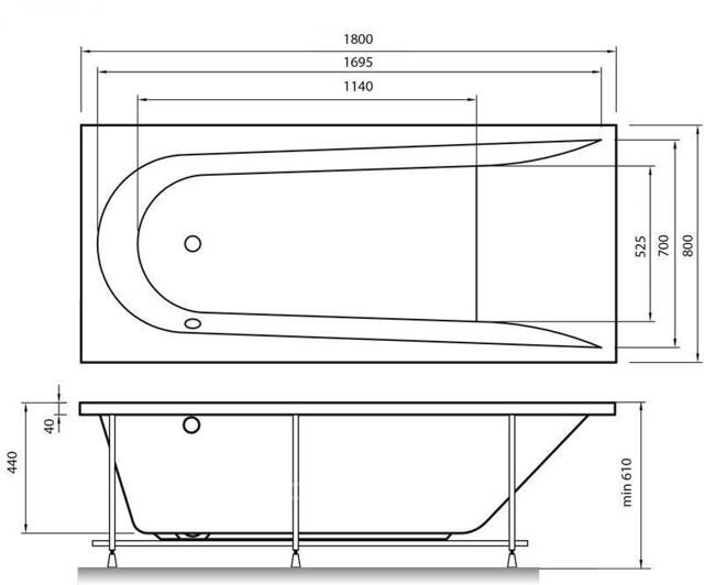 Прямоугольная акриловая ванна Vayer Boomerang 1800X800x450 L