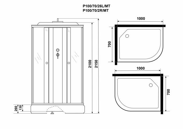 Душевая кабина Niagara Promo P100/70/26L/MT (1000х700х2150) 4 места