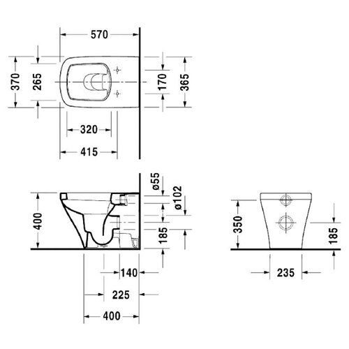 Чаша унитаза напольная DURAVIT DuraStyle 215009 с горизонтальным выпуском