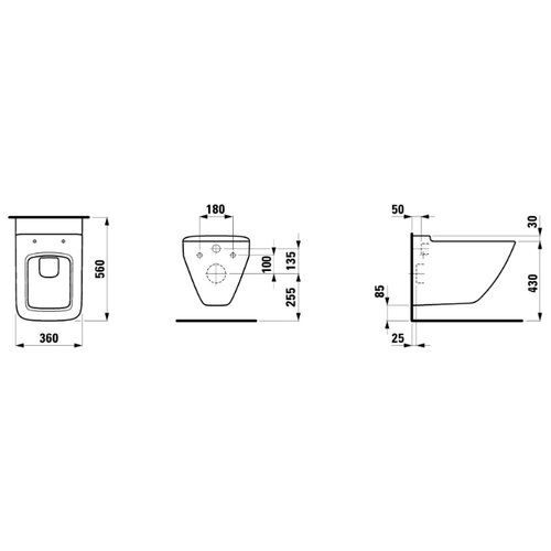 Чаша унитаза подвесная LAUFEN Mimo 8.3255.1.000.302.1 с горизонтальным выпуском