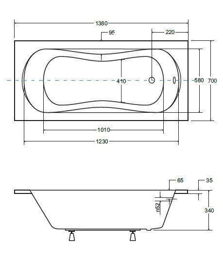 Ванна BESCO ARIA PROSAFE 140x70