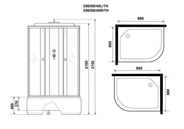 Душевая кабина Niagara Eco E90/80/40L/TN (900х800х2150) 4 места