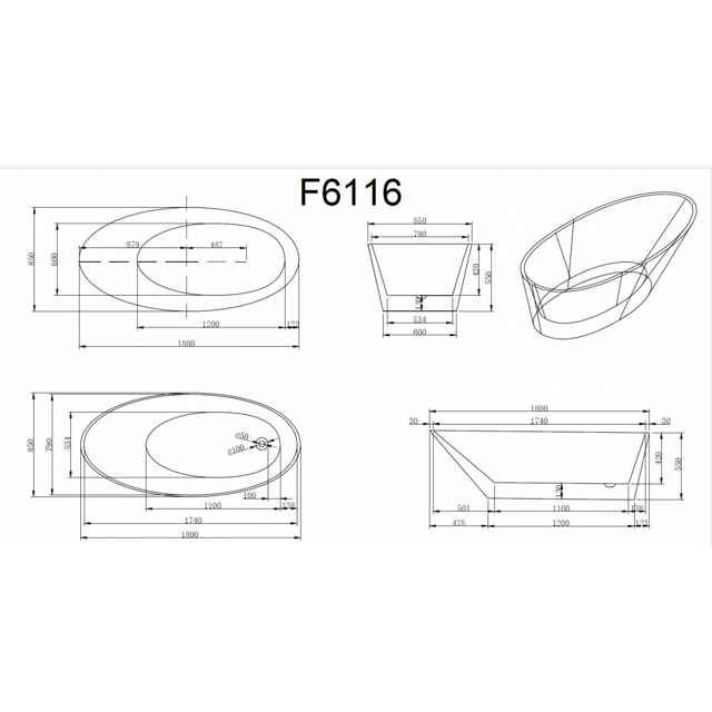 Ванна Frank F6116 White отдельностоящая