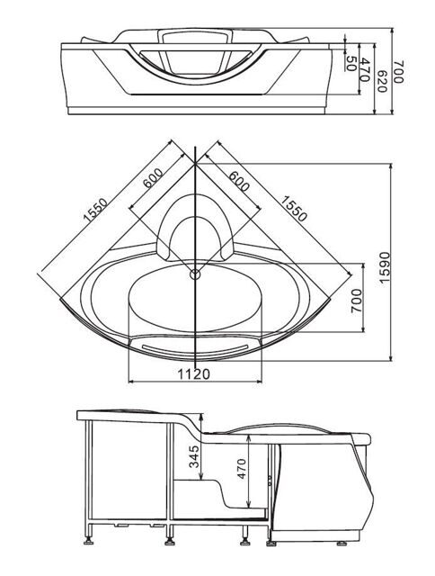 Акриловая ванна Gemy G9025 II C