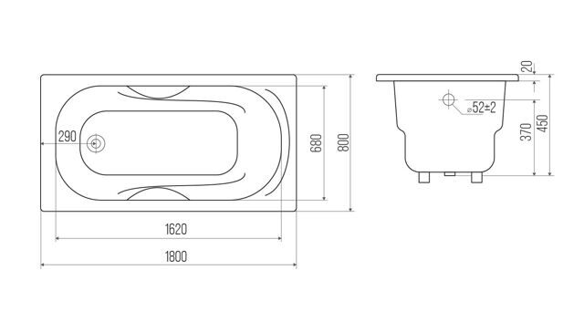 Ванна чугунная GOLDMAN Nova 1800x800x450 NV18080