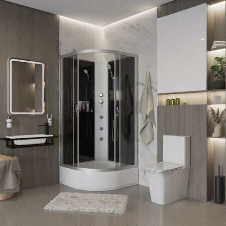 Душевая кабина Niagara NG-3502-14BKG (1000х1000х2000) средний поддон(26см) стекло ТОНИРОВАННОЕ 4 места