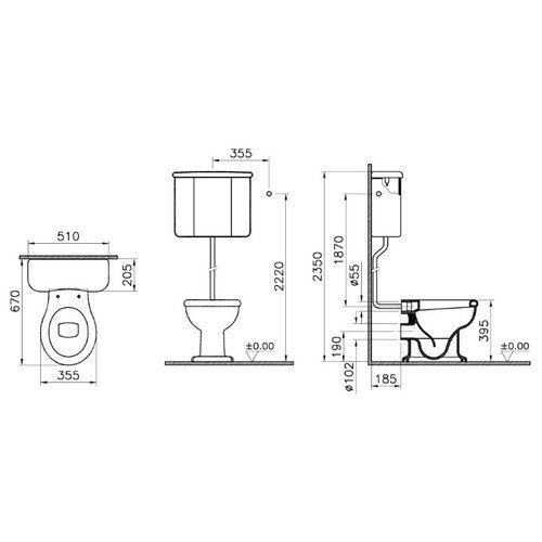 Чаша унитаза напольная VitrA Efes 6233B003-0075 с горизонтальным выпуском