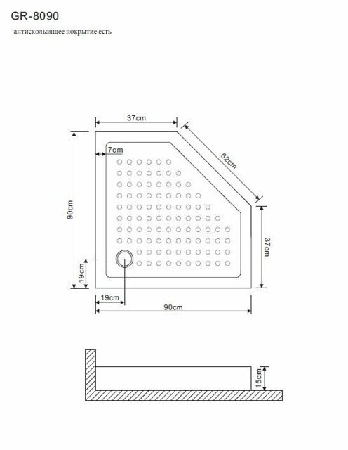 Поддон Grossman трапеция для GR-8090 90*90*15