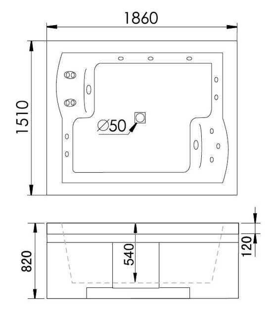 Акриловая ванна Gemy G9052 II B R