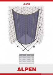 Душевая шторка ALPEN A360N-MG ALPEN ALPINA Quadrant 90*90*1950